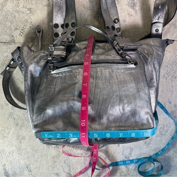 Francesco Biasia Distressed Metallic Leather Shoulder Bag - Picture 14 of 16